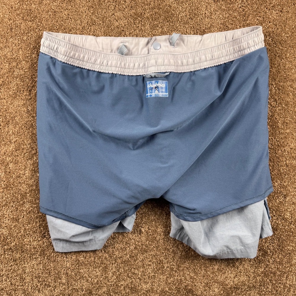 Chubbies Everywear Shorts Mens Large Light Blue Elastic Waist Mesh Liner Snap - Picture 7 of 9